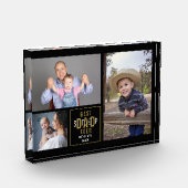 Step最高のパパEver 3フォトコラージュ黒と金ゴールド フォトブロック (左)