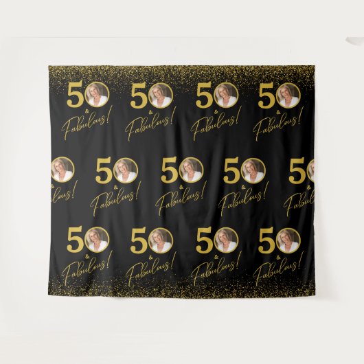 Step and Repeat Fabulous Birthday Photo Backdrop  タペストリー (正面(横))