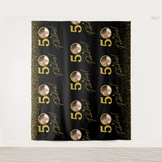 Step and Repeat Fabulous Birthday Photo Backdrop  タペストリー (正面)