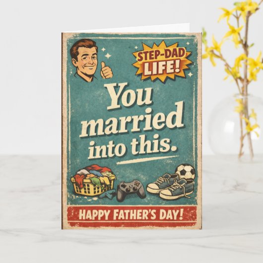 Step-Dad Life - Funny Vintage カード (黄色い花)