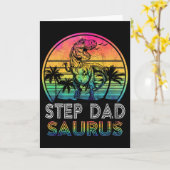 Step Dadsaurus Dinosaur Step Dad Saurus Family Mat カード (黄色い花)