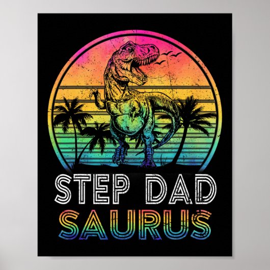 Step Dadsaurus Dinosaur Step Dad Saurus Family Mat ポスター (正面)
