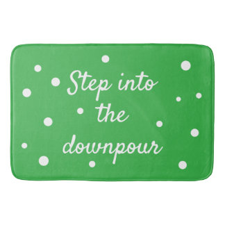 Step Into The Downpour | Green Inspirational Quote バスマット