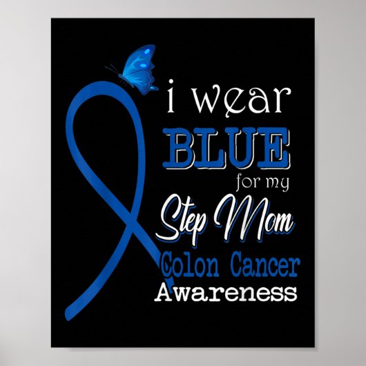 Step Mom Colon Cancer Aware用リボンI衣服ブルー ポスター (正面)