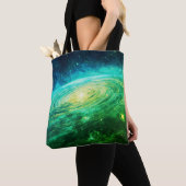 Step Out in Style With A Green Galaxy on Your トートバッグ (クローズアップ)