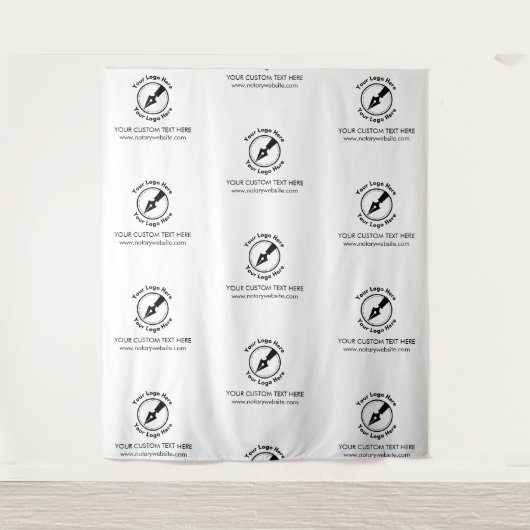 Step & Repeat White Companyロゴイベント公証人 タペストリー (正面)