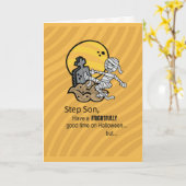 Step Son、恐ろしいママのハロウィーン カード (黄色い花)