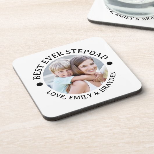 STEPDADの最高の写真はEVER STEPDADパーソナライズされた コースター (左側)