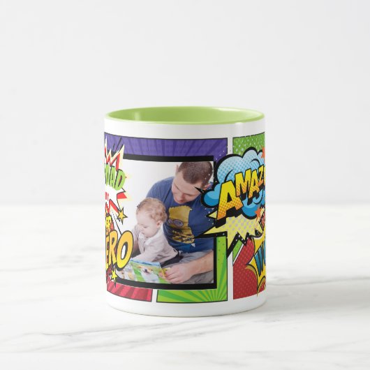STEPDADは私のスーパーヒーロー写真パーソナライズされた漫画 マグカップ (中央)