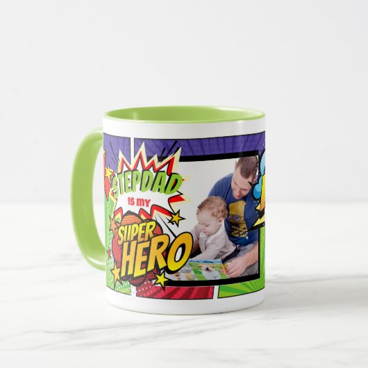 STEPDADは私のスーパーヒーロー写真パーソナライズされた漫画 マグカップ (正面左)