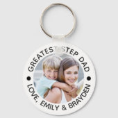 STEPDADもっとも偉大ブラックフォトパーソナライズされた キーホルダー (正面)