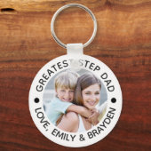 STEPDADもっとも偉大ブラックフォトパーソナライズされた キーホルダー (正面)