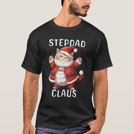STEPDADサンタクロースかわいい踊り猫子猫恋人C Tシャツ (正面)