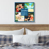 Stepdad名パーソナライズされた定義4フォトブルー キャンバスプリント (インサイチュ (寝室))