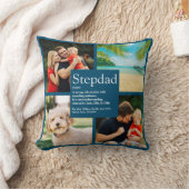 Stepdad名パーソナライズされた定義4フォトブルー クッション (ブランケット)