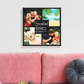 Stepdad定パーソナライズされた義4フォトブラック キャンバスプリント (インサイチュ (リビング))