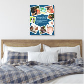 Stepdad定パーソナライズされた義9フォトブルー キャンバスプリント (インサイチュ (寝室))