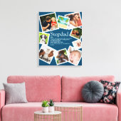 Stepdad定パーソナライズされた義9フォトブルー キャンバスプリント (インサイチュ (リビング))