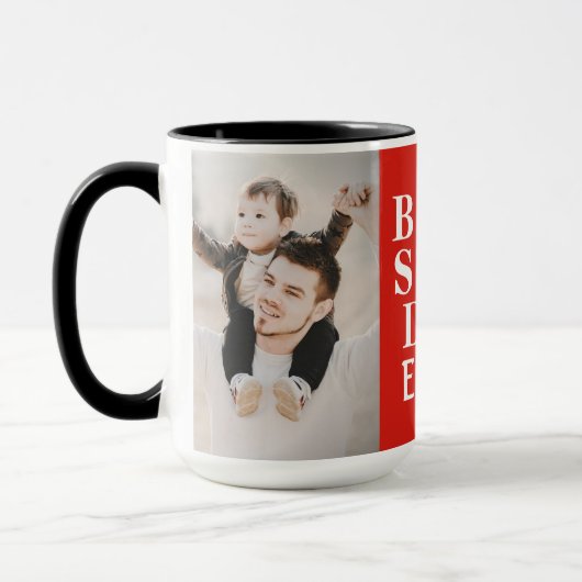 Stepdad最高の Ever 2 Photo Collage Red マグカップ (左)