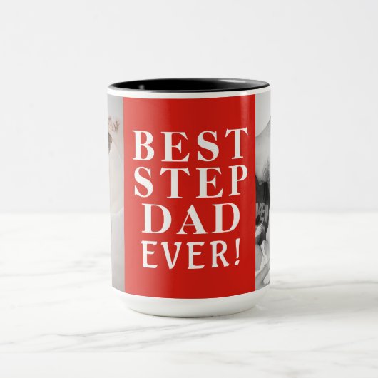 Stepdad最高の Ever 2 Photo Collage Red マグカップ (中央)