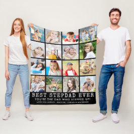 STEPDAD 最高の EVER 16写真あなたの色をコラージュ フリースブランケット