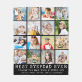 STEPDAD 最高の EVER 16写真あなたの色をコラージュ フリースブランケット (正面)