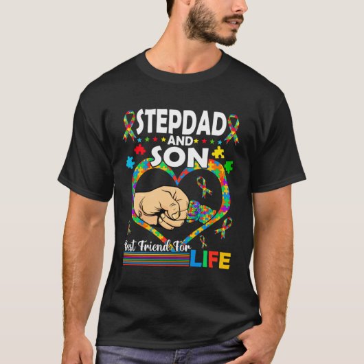 Stepdad And Son Family Matching Autism Awareness F Tシャツ (正面)