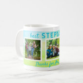 Stepdad Ever 最高の 3写真のブラッシュストロ色彩の鮮やかーク コーヒーマグカップ (正面左)