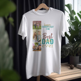 Stepdad Ever 最高の 3 Photo Collage Faters Day Tシャツ