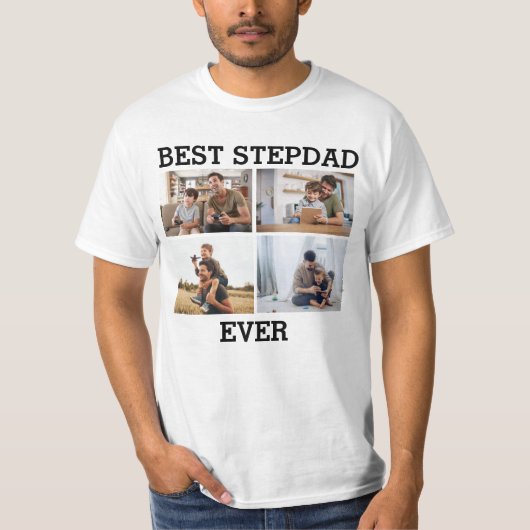 Stepdad Ever 最高の Father Daddy Photo Collage Tシャツ (正面)