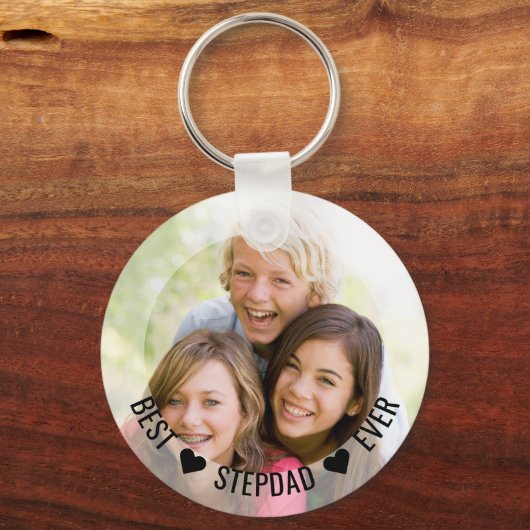 Stepdad Ever 最高の Happy Faters Day写真Keychain キーホルダー (正面)
