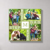 Stepdad Ever 最高の Moss Green 4 Photo Collage キャンバスプリント (正面)