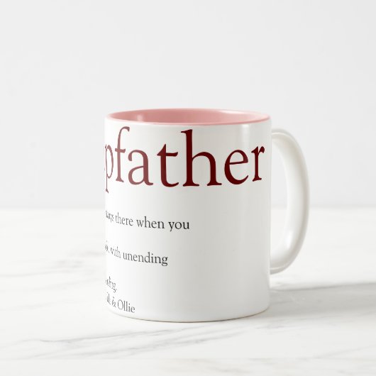 Stepf父義父クール、Stepdad定義おもしろいグレーピンク ツートーンマグカップ (正面右)