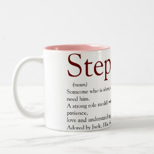 Stepf父義父クール、Stepdad定義おもしろいグレーピンク ツートーンマグカップ