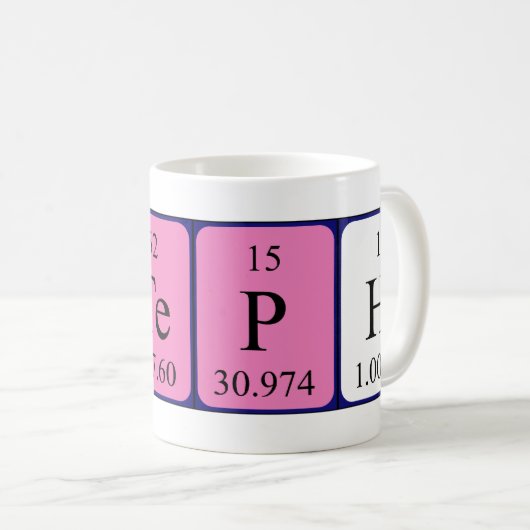 Stephの周期表の名前のマグ コーヒーマグカップ (正面右)