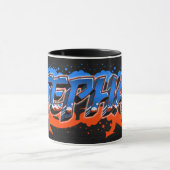Stephan Vorname Name Graffiti blue orange Tasse マグカップ (中央)