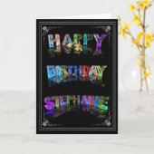 Stephanie – ライトのグリーティングカードの名前(写真) カード (黄色い花)