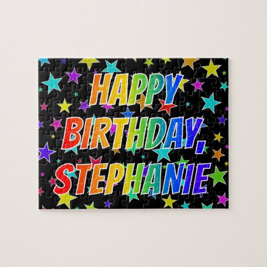 「STEPHANIE」名、おもしろい「ハッピーバースデー」 ジグソーパズル (横)