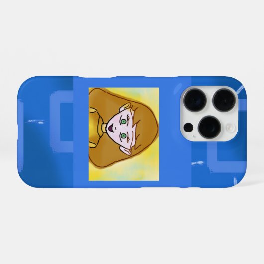 Stephanie Bingo Anime on Blue Geometric iPhoneケース (裏面横)