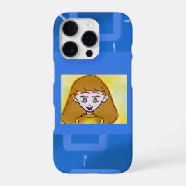Stephanie Bingo Anime on Blue Geometric iPhone 16 Proケース