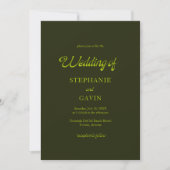 STEPHANIE Retro Chartreuse Olive Green Wedding 招待状 (正面)