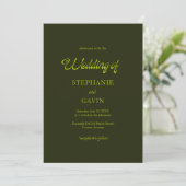 STEPHANIE Retro Chartreuse Olive Green Wedding 招待状 (スタンド正面)