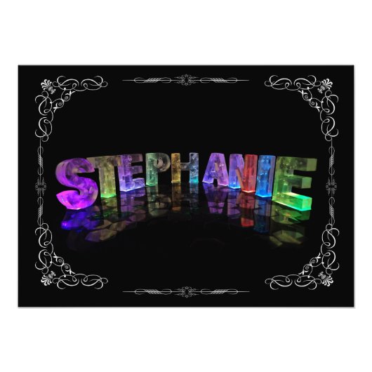 Stephanie - The Name Stephanie in 3D Lights (Phot) フォトプリント (正面)