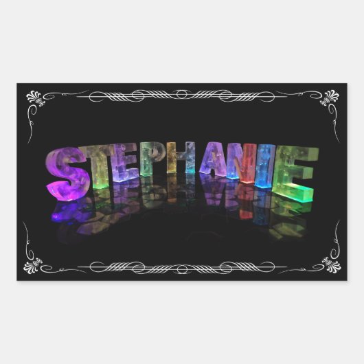 Stephanie - The Name Stephanie in 3D Lights (Phot) 長方形シール (正面)