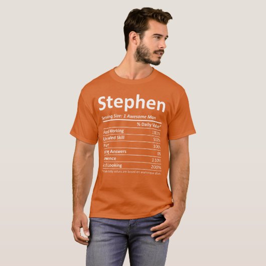 STEPHEN Nutrition Funny Birthday Personalized Name Tシャツ (正面フル)