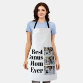 Stepmomギフト最高のボーナスMom 3フォトコラージュ エプロン (着用した状態)