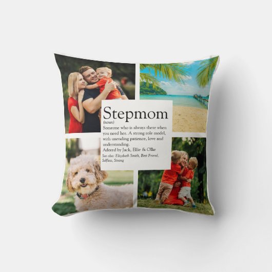 Stepmom定パーソナライズされた義4フォトコラージュ クッション (正面)