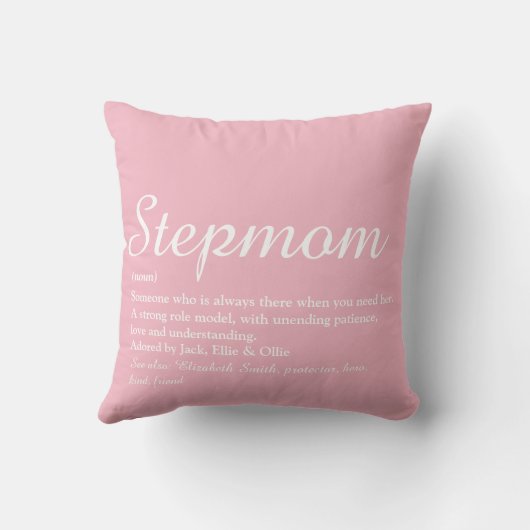 Stepmom、最高のStepmoma Definition Pink Script クッション (裏面)