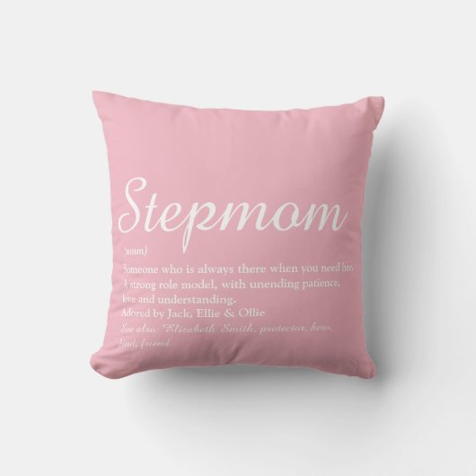 Stepmom、最高のStepmoma Definition Pink Script クッション (正面)