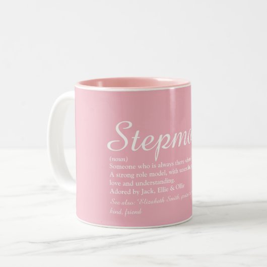 Stepmom、最高のStepmoma Definition Script Pink ツートーンマグカップ (正面左)